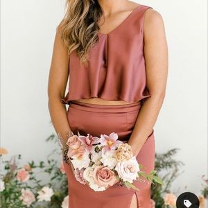 Revelry Flora satin skirt and Piper satin top